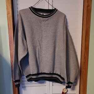 Time Out Men's Gray Waffle Sweater with Black Accents